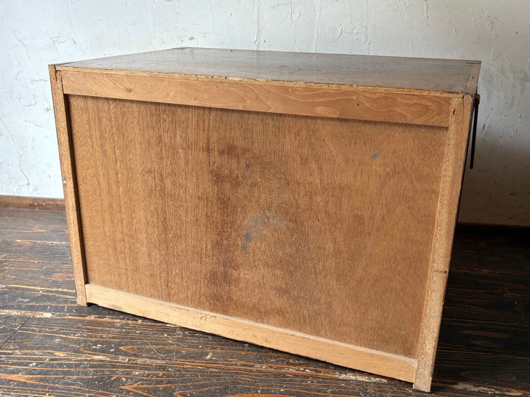 木製2段タンス 鍵付き アンティーク レトロ