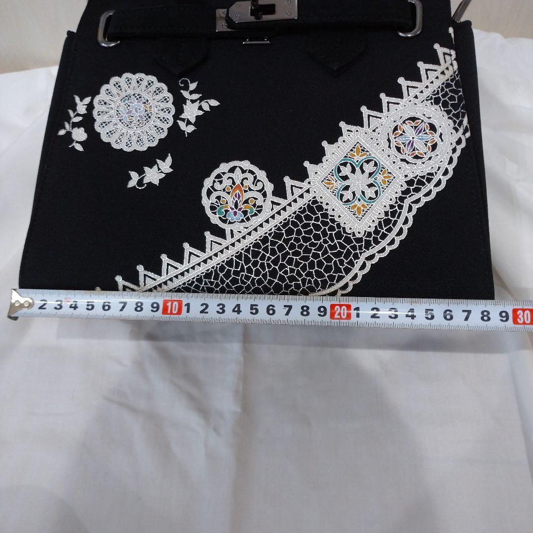 OKAJIMA 岡重 ハンドバッグ 鞄 手提げ 刺繍 黒 和装