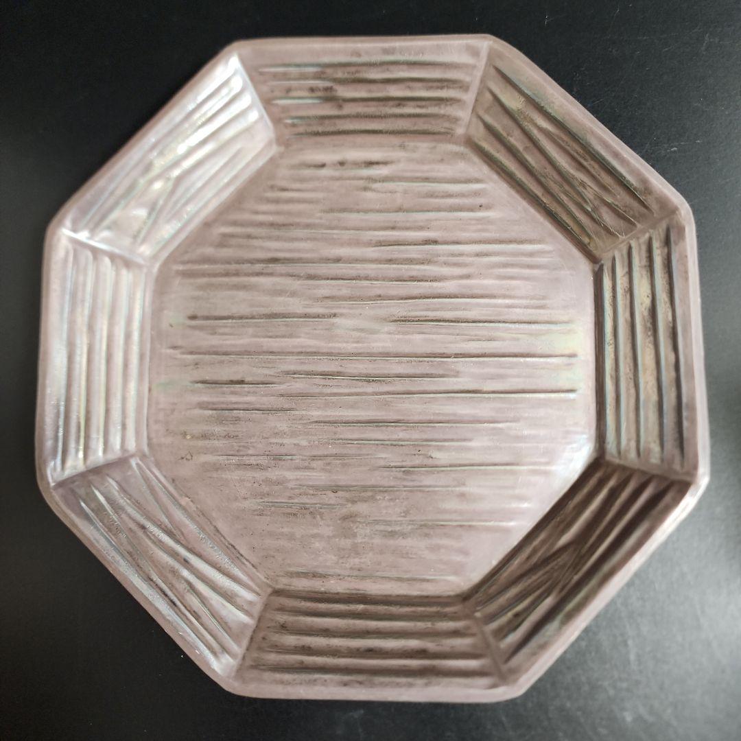 純銀　南陵八角盆 金工師 木村清五郎造 共箱 共布 栞 264.43g 茶道具