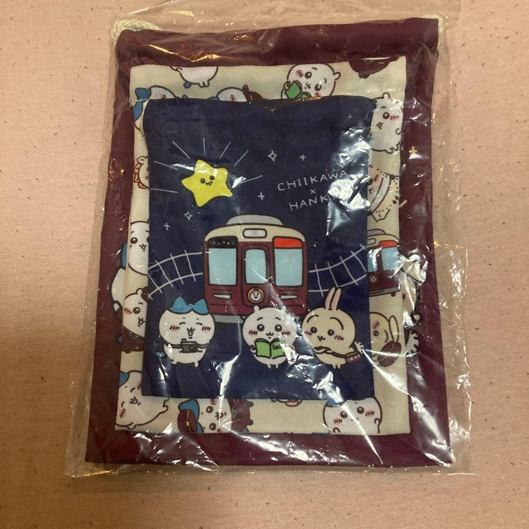 ちいかわ 阪急電車 阪急電車なマスコット、おかおバッチ、巾着セット