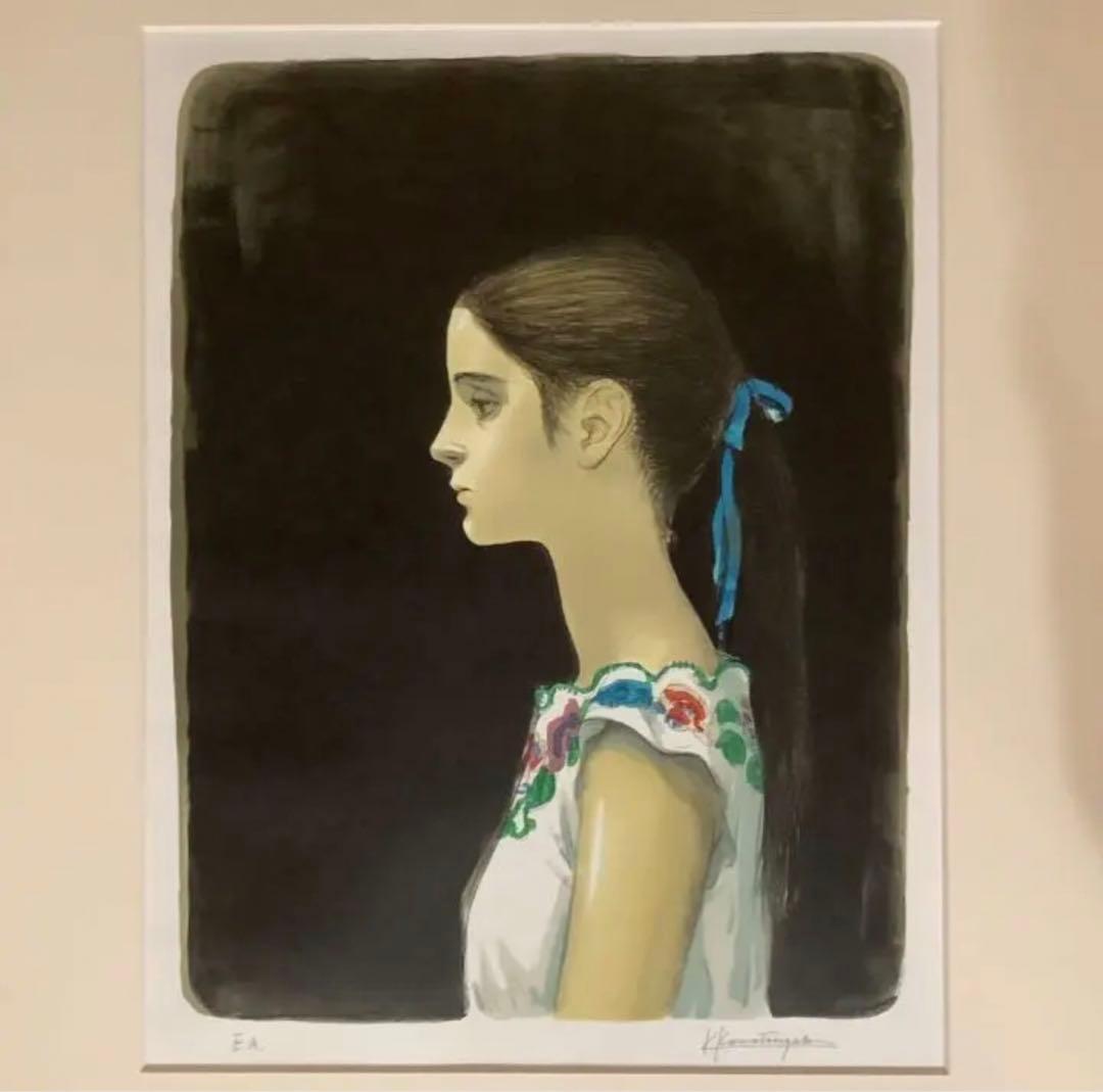 版画.小松崎 邦雄.リトグラフ.少女.絵画.額絵.美術品.インテリア.額縁