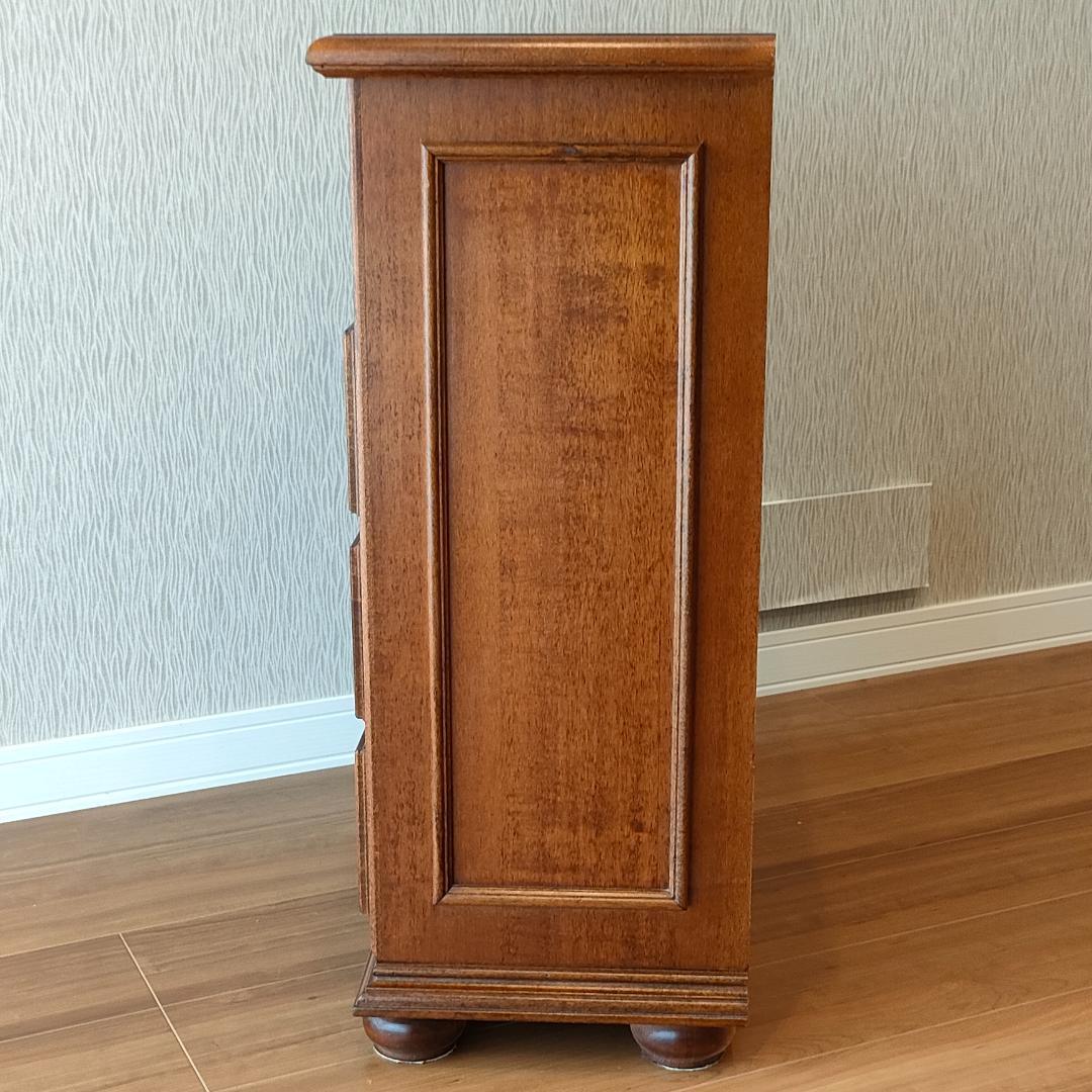 象嵌　アンティーク　キャビネット　丸脚　木製　引き出し3杯