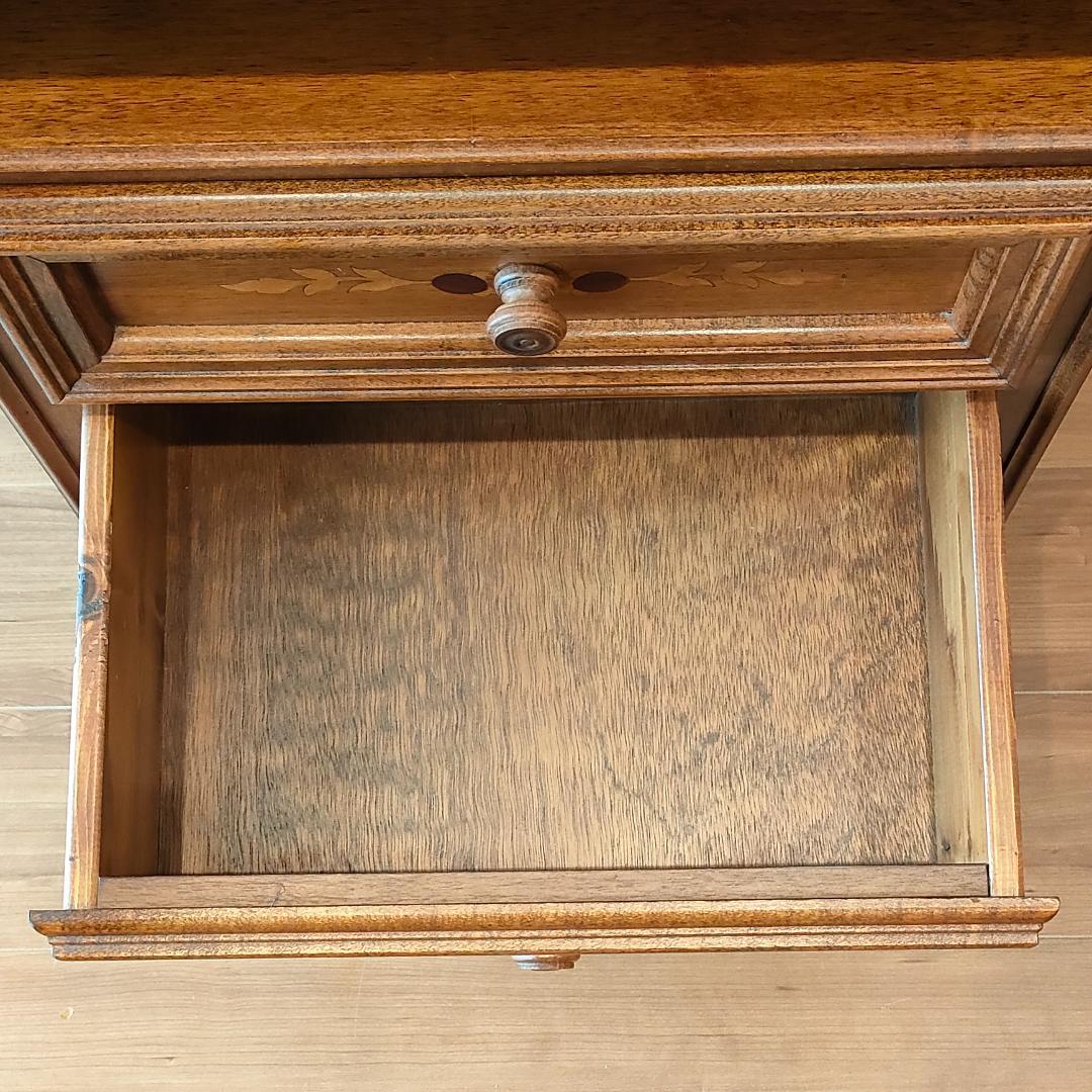 象嵌　アンティーク　キャビネット　丸脚　木製　引き出し3杯