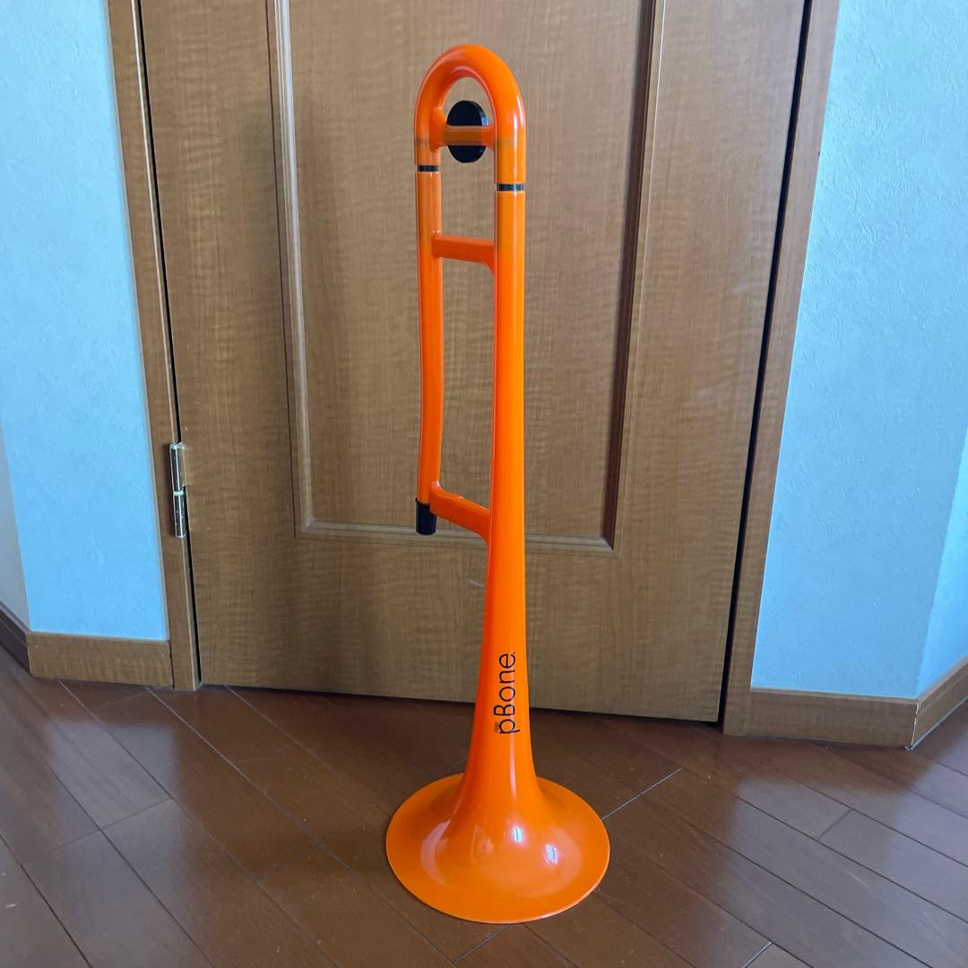 pBone オレンジ トロンボーン本体 ケース付き