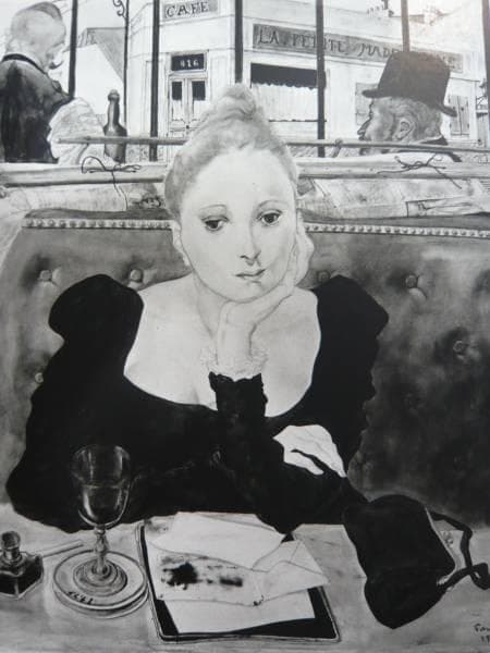 藤田嗣治、【カフェにて 】、希少な限定額装用画集画、新品高級額 額装付、状態良好