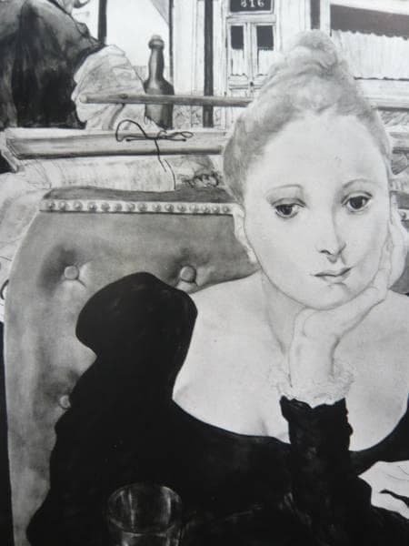 藤田嗣治、【カフェにて 】、希少な限定額装用画集画、新品高級額 額装付、状態良好