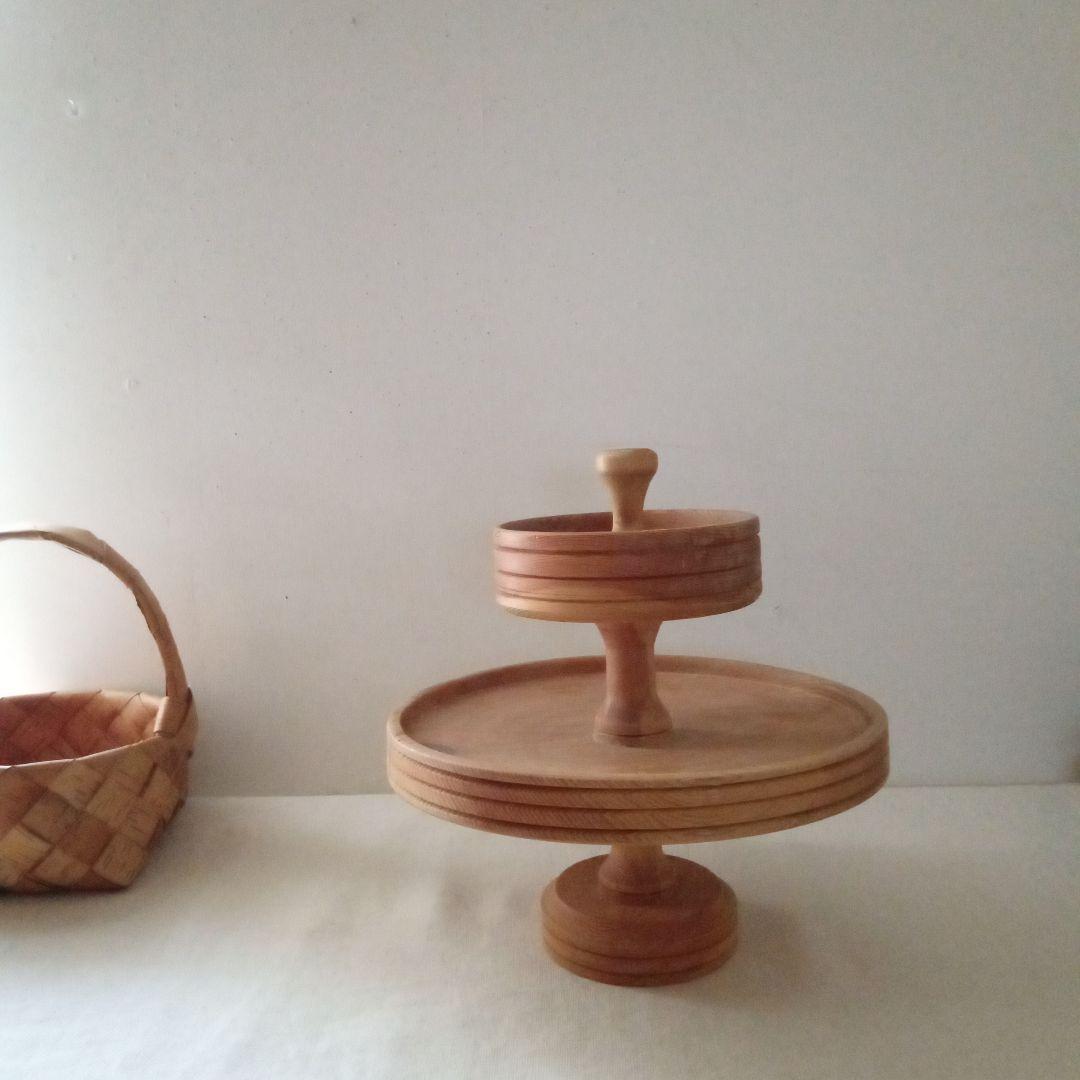 木製2段トレー スウェーデン ハンドメイド 北欧 ヴィンテージ