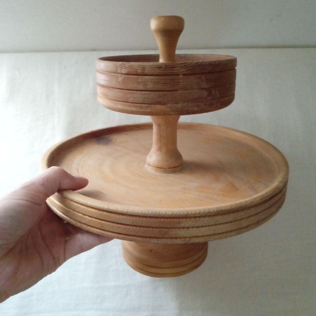 木製2段トレー スウェーデン ハンドメイド 北欧 ヴィンテージ
