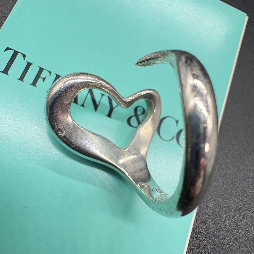 【美品】ティファニー オープン ハート リング 約11号 シルバー925 828