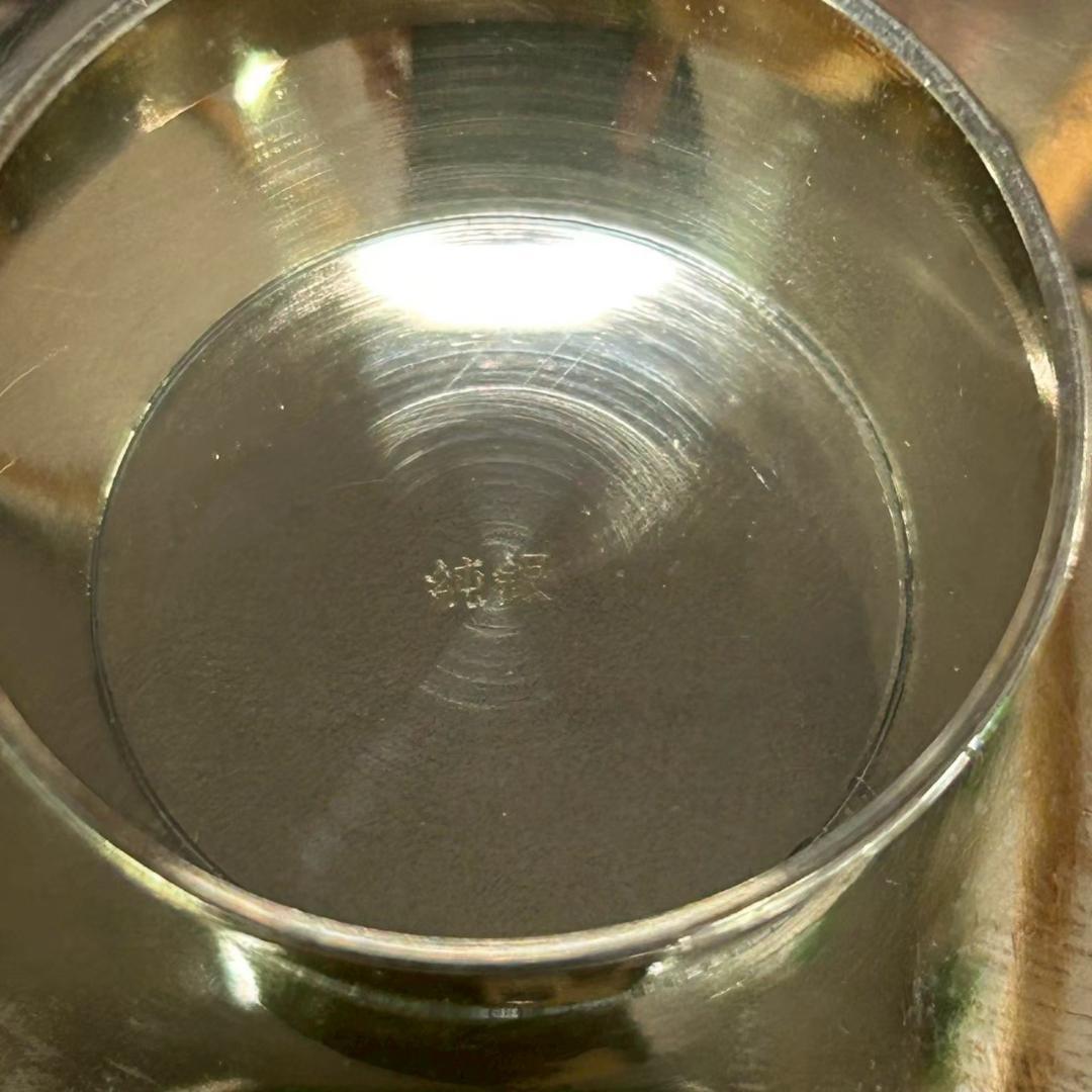 純銀 盃 2点セット 約114g 純銀刻印あり 名入れあり 銀杯 銀製 工芸品