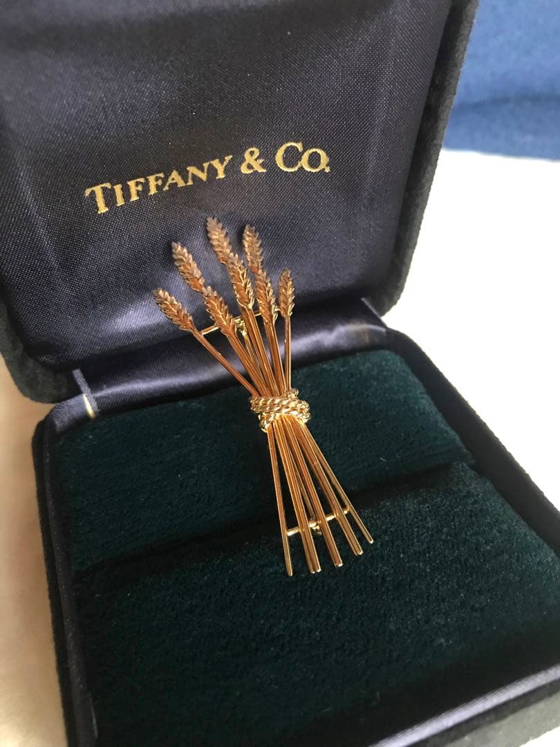 ティファニー　イエローゴールドブローチ　麦モチーフ　k1818金 18k