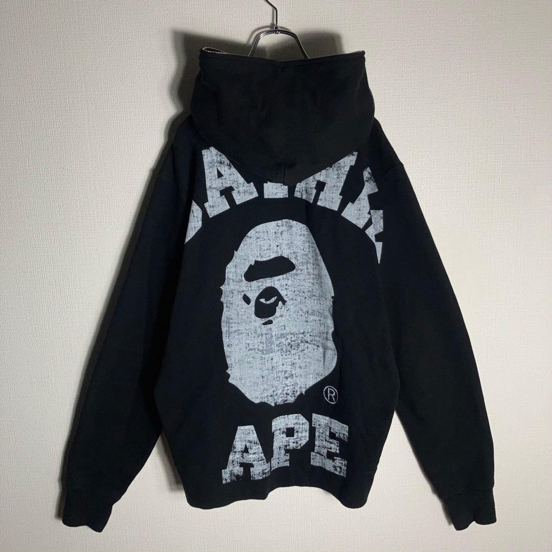 【美品】A Bathing Ape フルジップパーカー ビッグロゴ 黒 L.