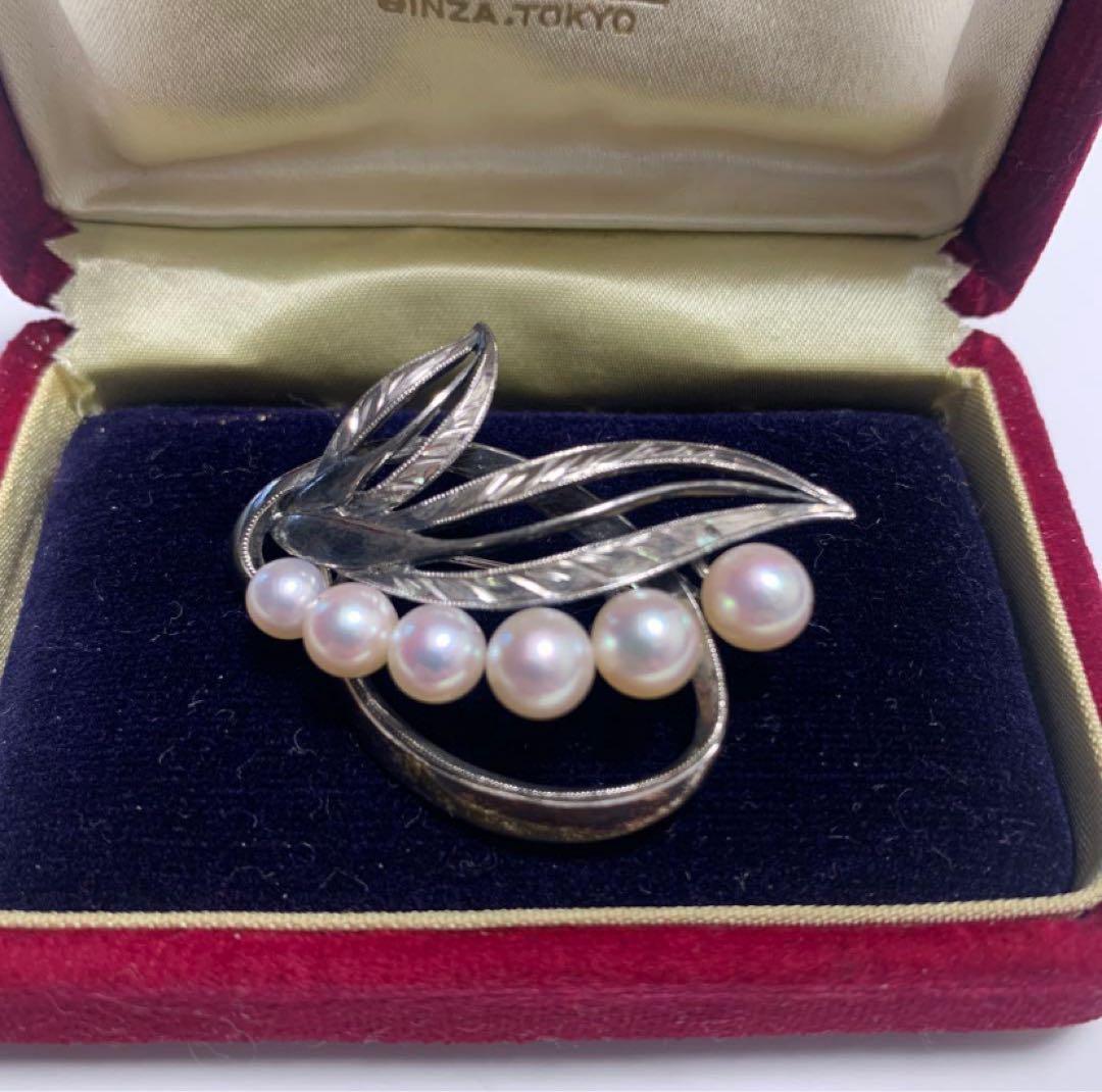 最終値下げ　ヴィンテージ　1960年代　銀座ミキモト　6珠　ブローチ　ケース付き
