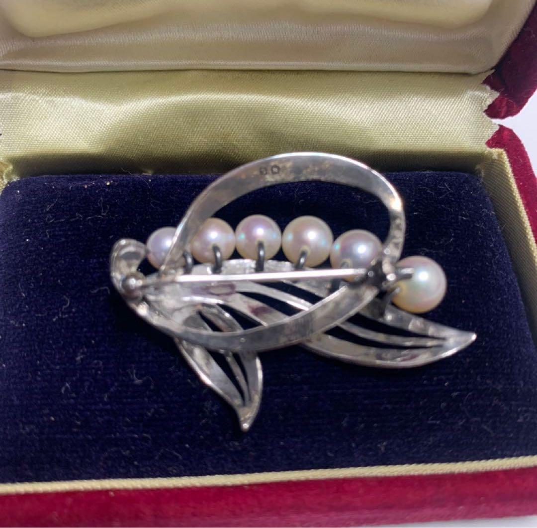 最終値下げ　ヴィンテージ　1960年代　銀座ミキモト　6珠　ブローチ　ケース付き