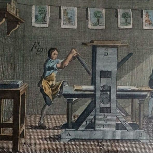 額装品　古典版画　18世紀　ディドロー　百科全書　「銅版印刷」　極美品