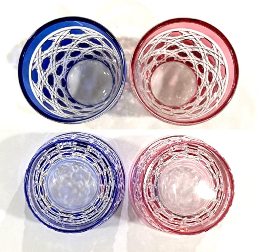 江戸切子／カガミクリスタル　”八角籠目紋”　ペア懐石杯