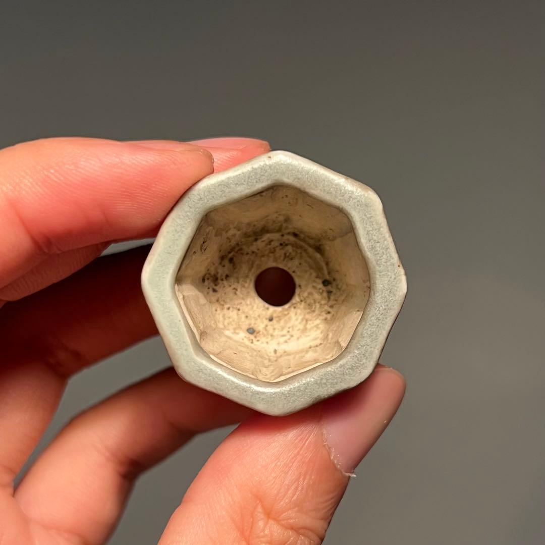 792.夢陶 額入八角豆鉢 盆栽鉢 植木鉢 3.4*3.2*我2.8cm