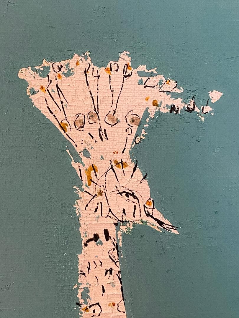 「真作」斎田武夫「青い鳥」油彩画　額装　サイン有り　F8号