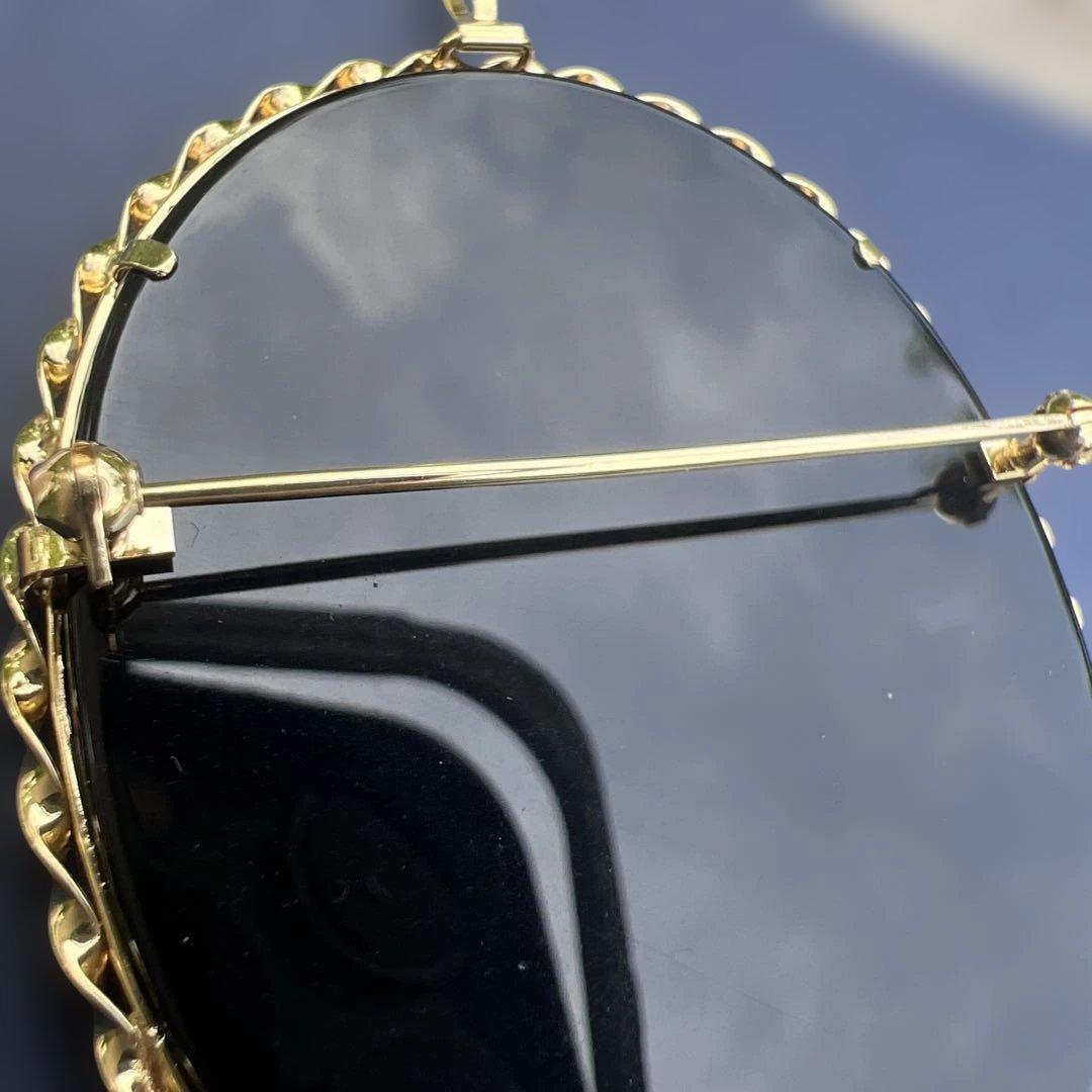 明日迄！　ストーンカメオ　K18　ブローチ　ペンダントトップ　美少女　2ways