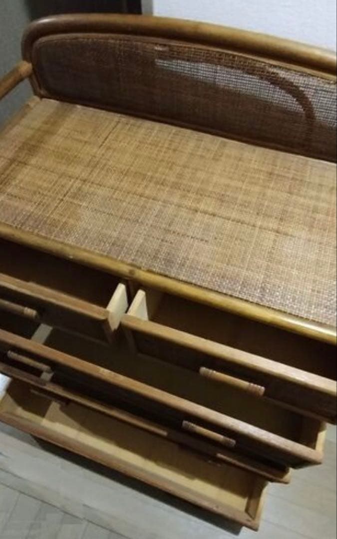 籐　ラタン　4段チェスト　タンス