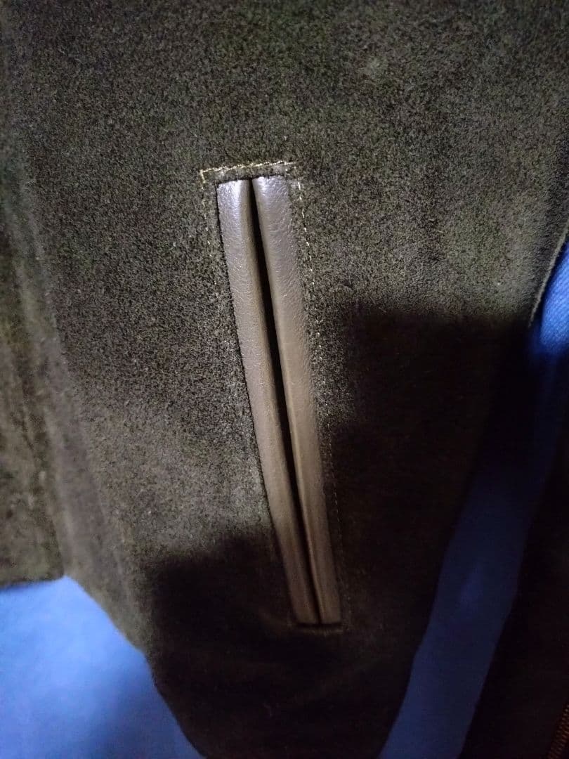 y'2 leather　シングルライダース　ステアスエード　オリーブ