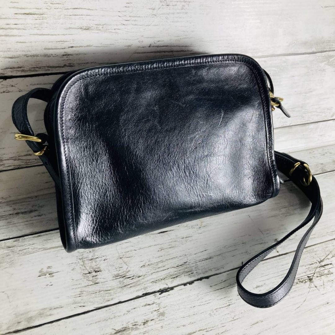 ダチリエさま専用【美品　高級感漂う黒の本革】ショルダーバッグ　バイソン刻印