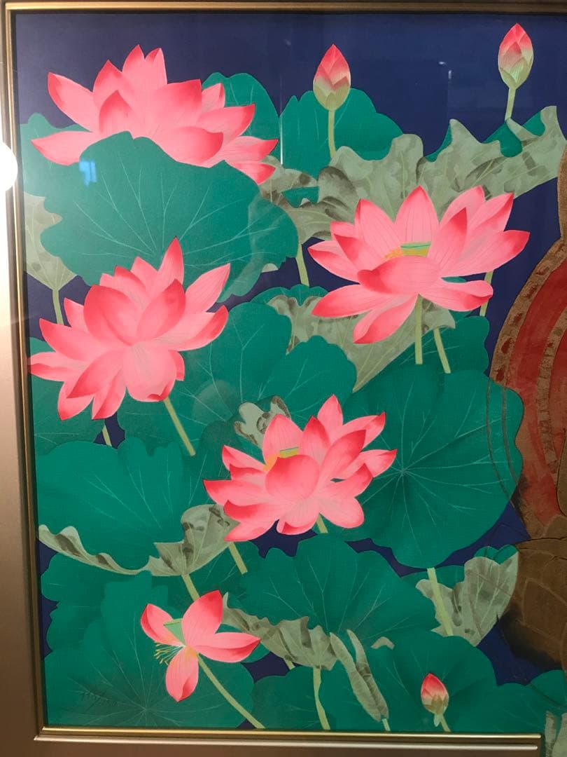 中島千波「大日如来蓮池図」リトグラフ＋エンボス技法　直筆サイン・作品証明シール有