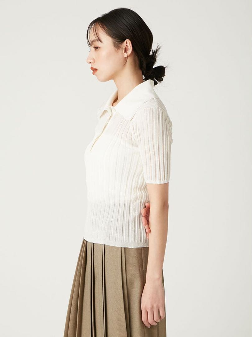 【新品タグ付】 FRAY I.D シルクブレンドシアーリブニットポロ