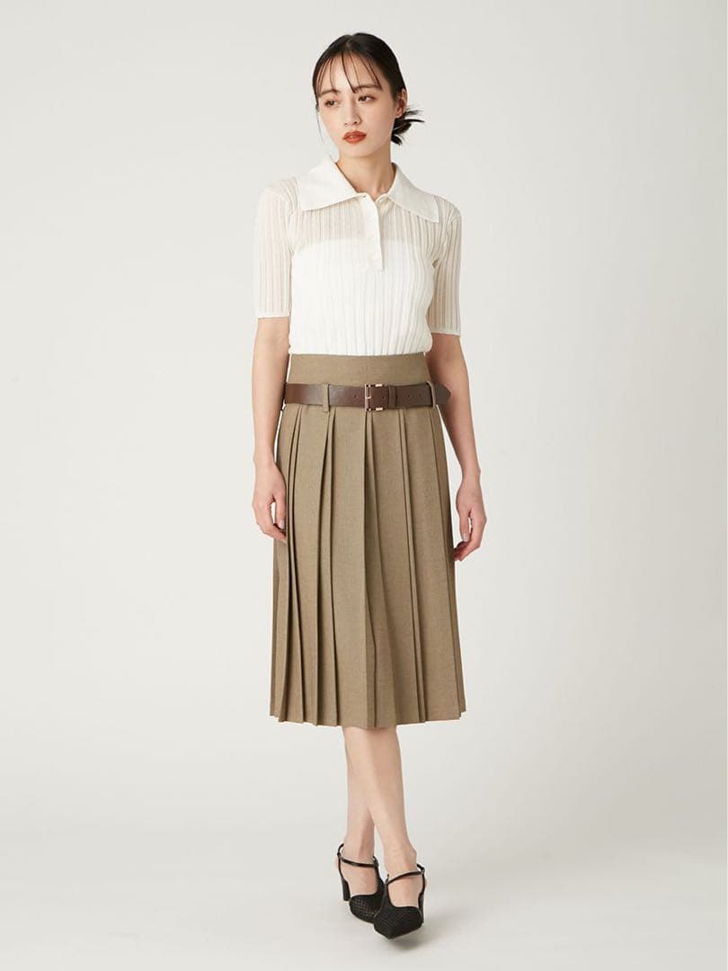 【新品タグ付】 FRAY I.D シルクブレンドシアーリブニットポロ