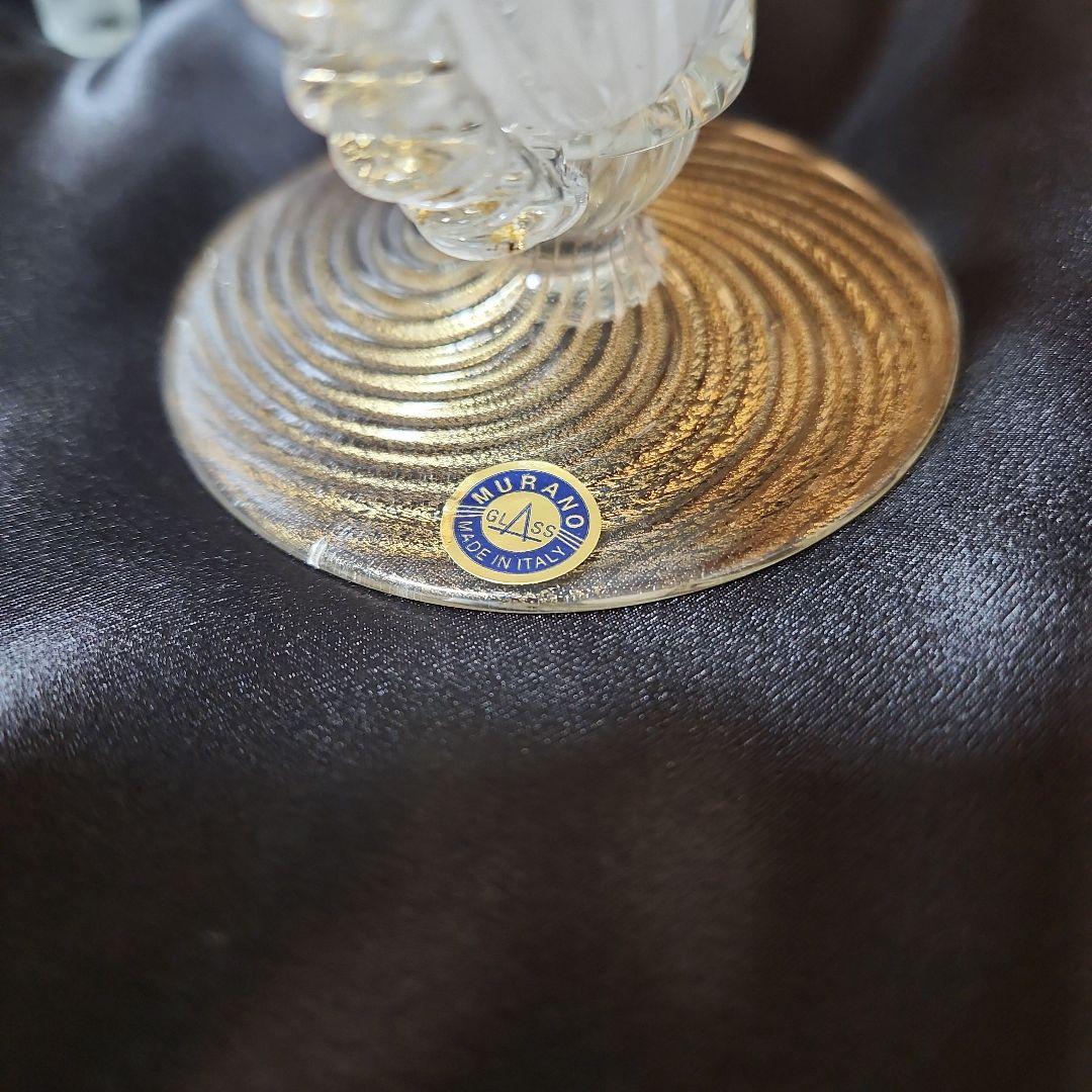 ベネチアンガラス ムラーノガラス レース柄 蓋付き オブジェ イタリア