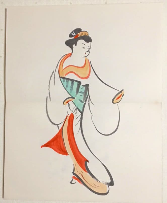 槙岡芦平（槙岡鬼佛の実子)の大津絵画帖手書きサイン入り（肉筆19図柄)昭和期