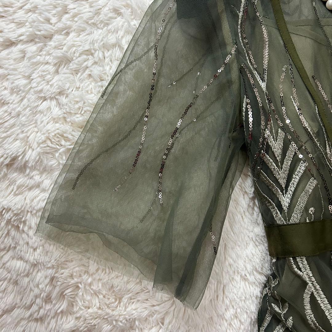 美品✨ Leja スパンコール 刺繍 レース プチハイネック ワンピース S