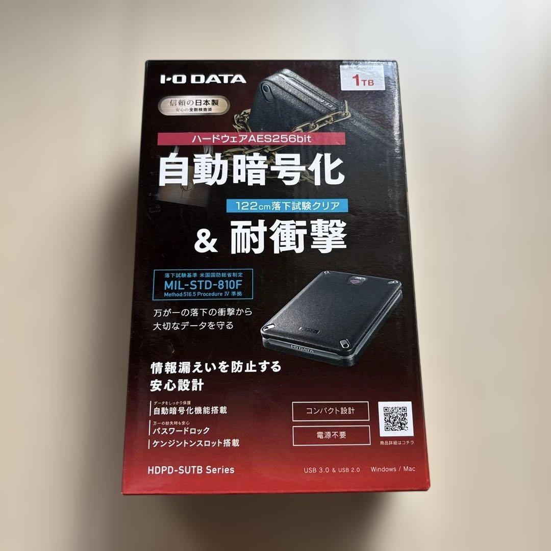 I-O DATA HDPD-SUTB1/1TB 自動暗号化・対￼衝撃HDD