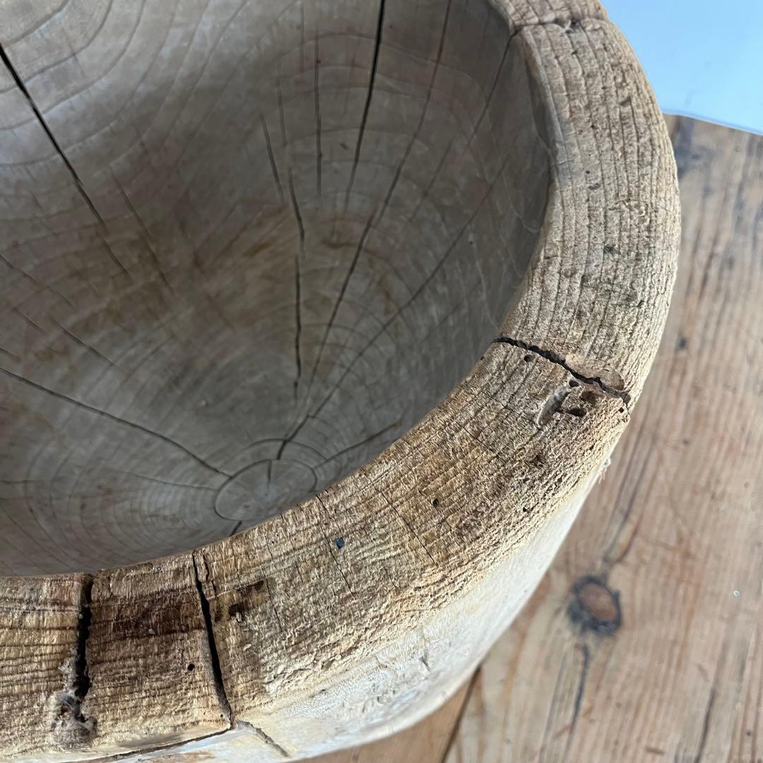 アンティーク ローテーブル 欅 ケヤキ 臼 プリミティブ 無塗装 《送料込み》