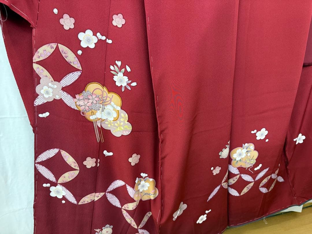 211)振袖　2点セット　仮絵羽　未仕立て　正絹