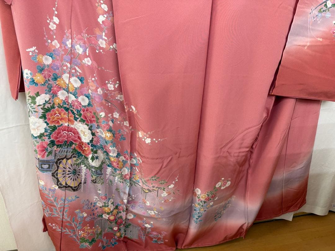 211)振袖　2点セット　仮絵羽　未仕立て　正絹