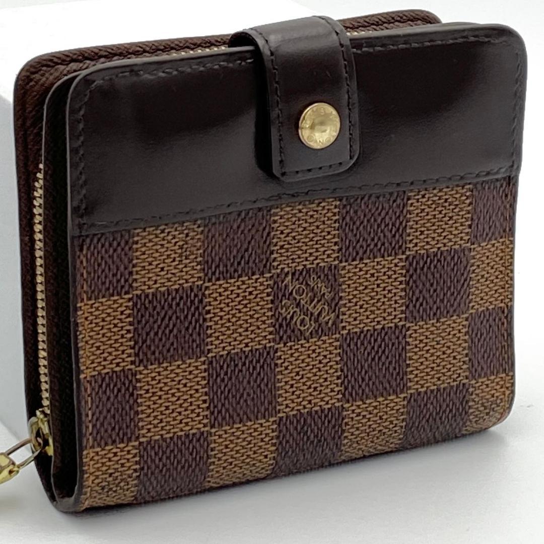 【美品】 ルイヴィトン ダミエ エベヌ コンパクトジップ 二つ折り財布