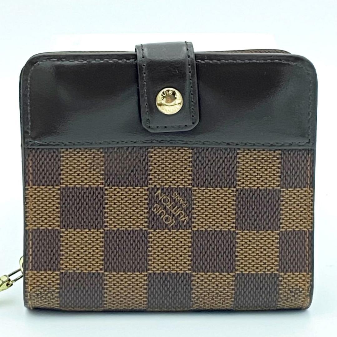 【美品】 ルイヴィトン ダミエ エベヌ コンパクトジップ 二つ折り財布