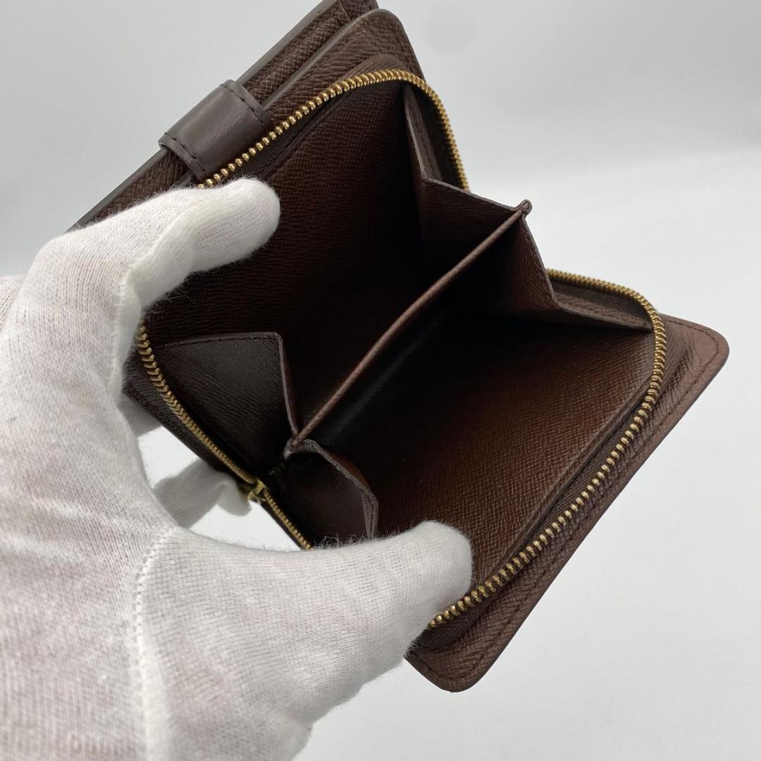 【美品】 ルイヴィトン ダミエ エベヌ コンパクトジップ 二つ折り財布