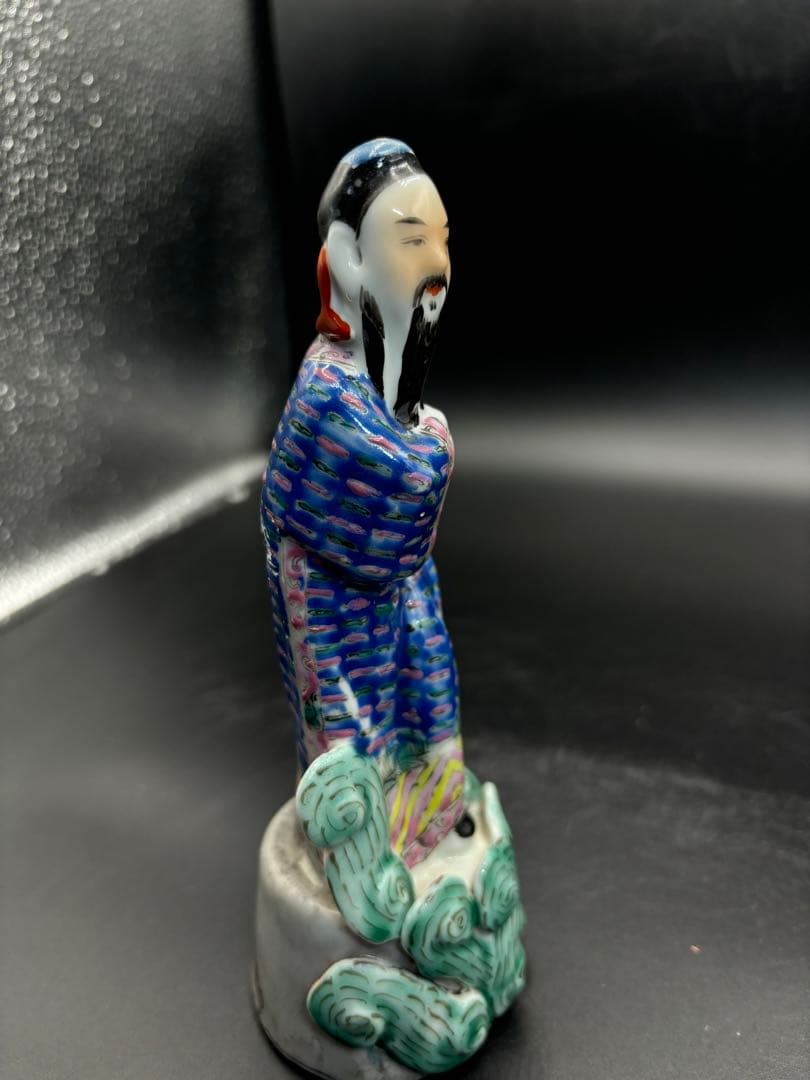 中国美術 古玩 色絵陶人形 陶器人形 高さ約18cm 置物 オブジェ 古董品