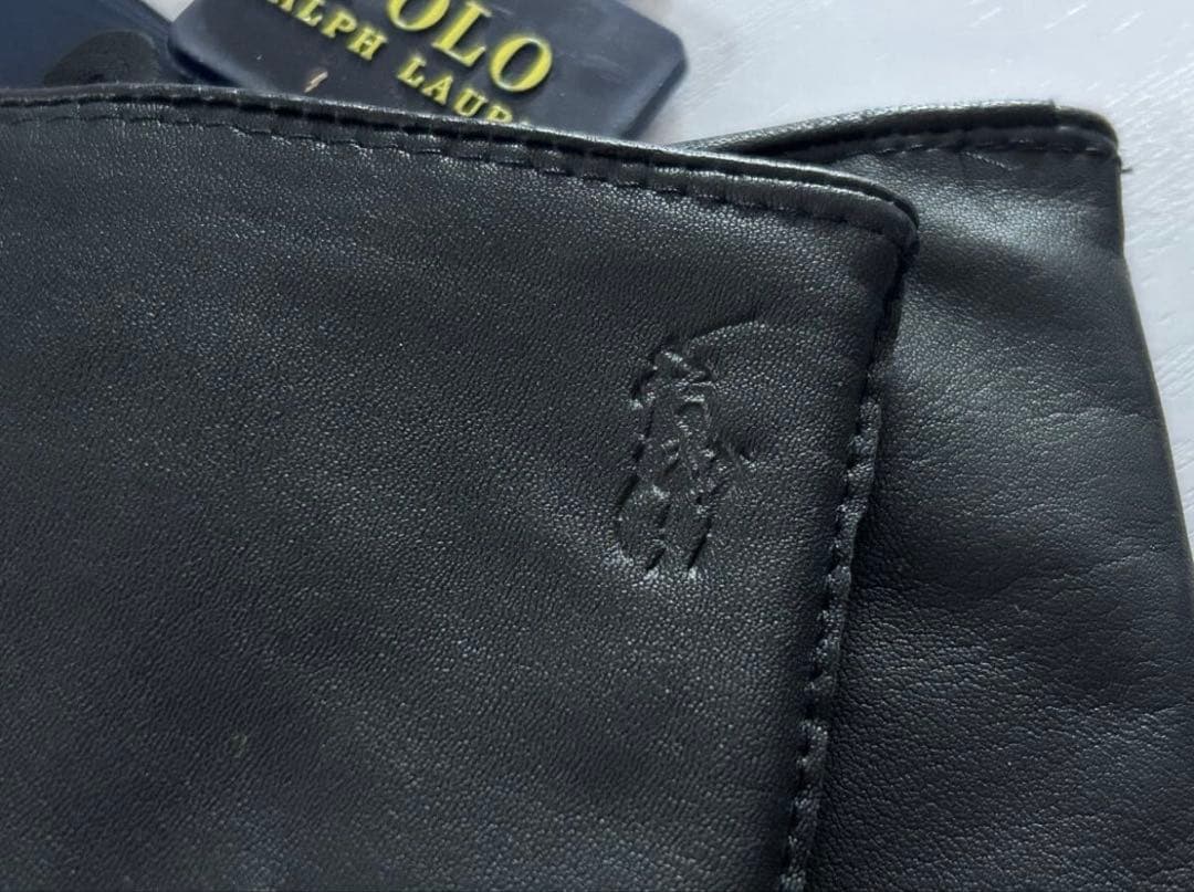 Polo Ralph Lauren メンズ 手袋 羊革 レザー 黒M スマホ対応