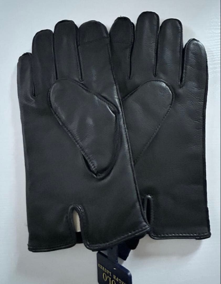 Polo Ralph Lauren メンズ 手袋 羊革 レザー 黒M スマホ対応