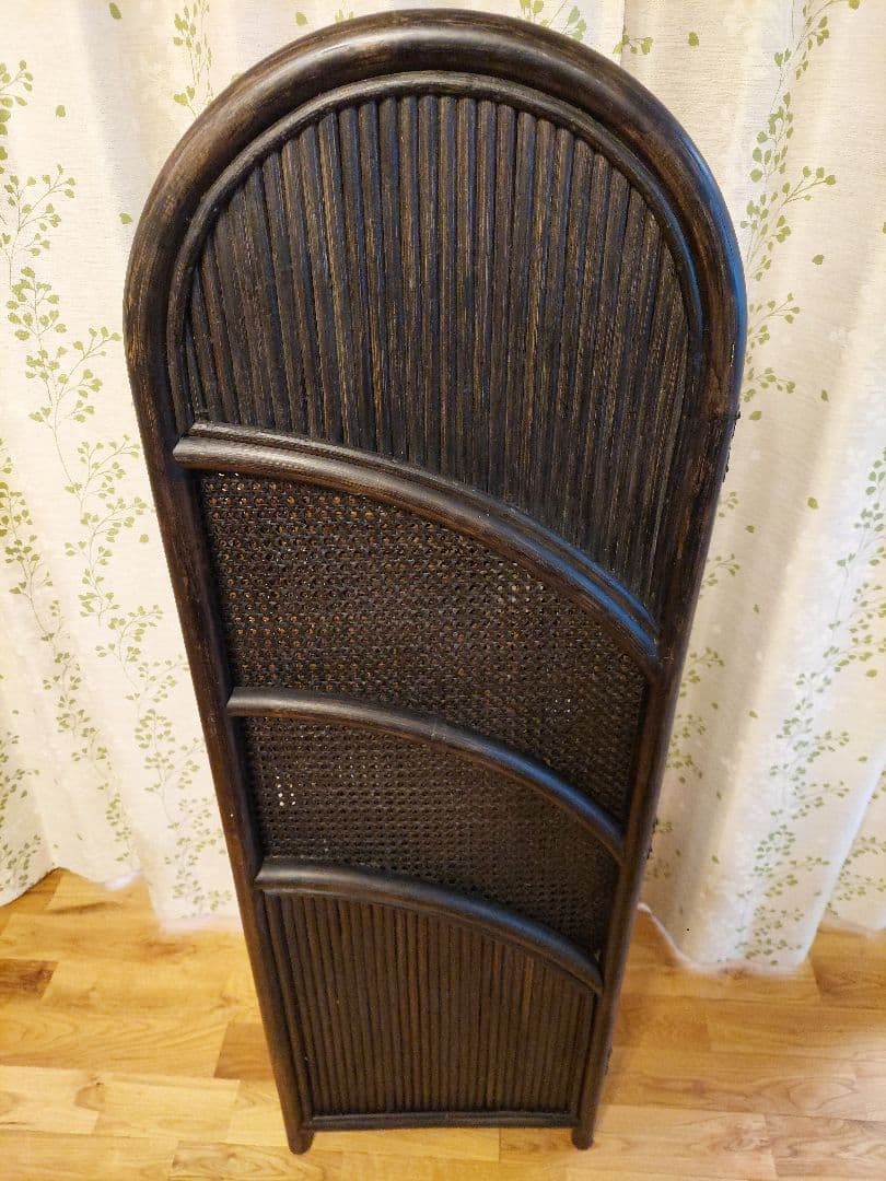 アンティーク 木製 アーチ型 3連パーテーション 衝立 間仕切り