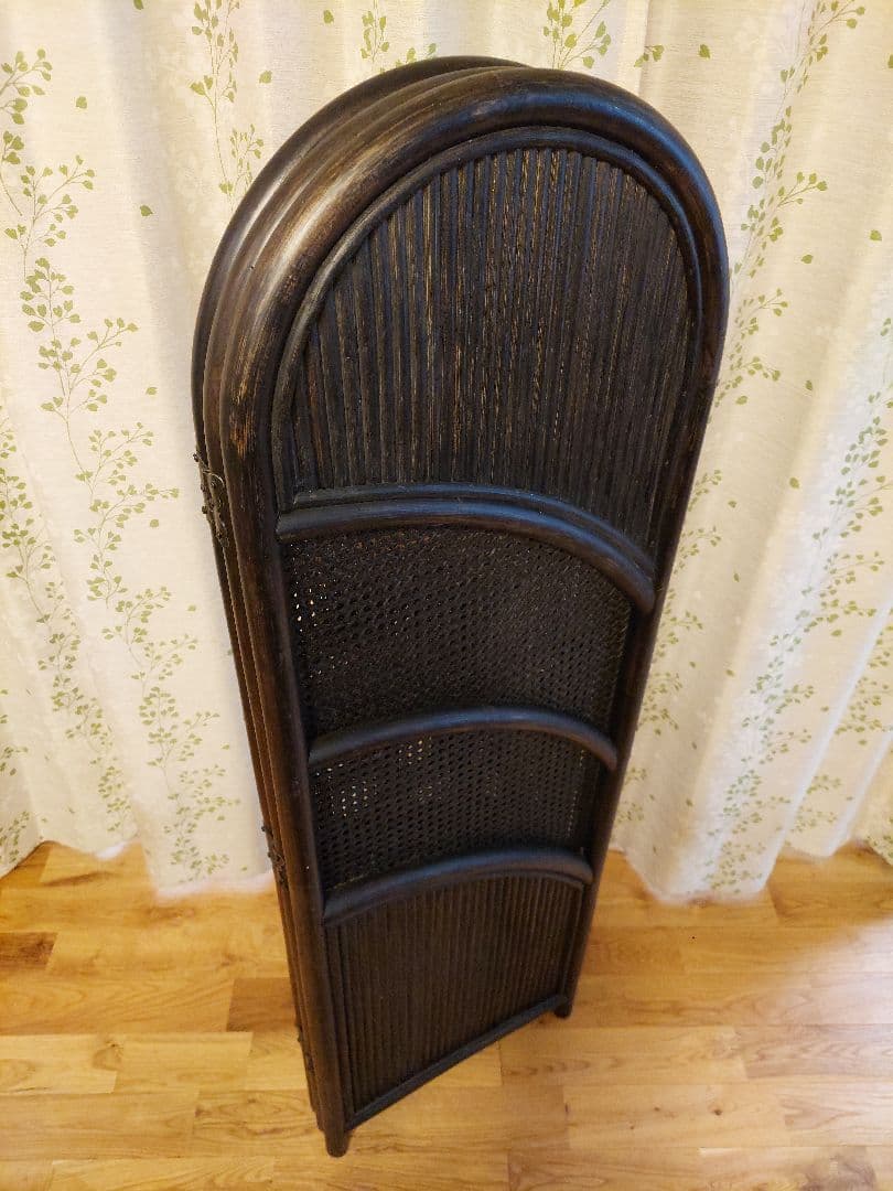 アンティーク 木製 アーチ型 3連パーテーション 衝立 間仕切り