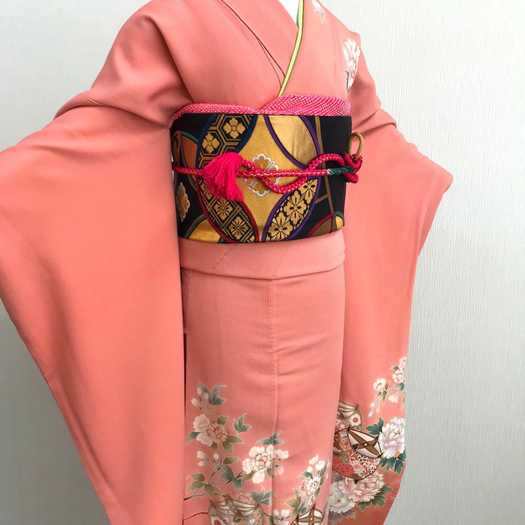 梅乃【140】正絹　振袖　フルセット　古典　ピンク　8点セット