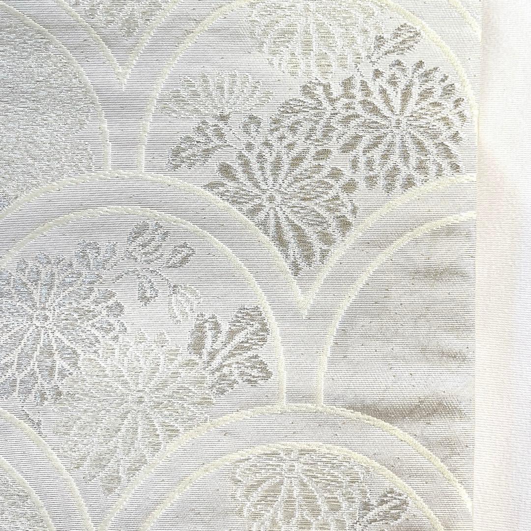 袋帯　青海波　菊花　牡丹　銀糸　シルバー　着物　帯　023k