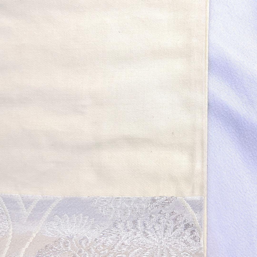 袋帯　青海波　菊花　牡丹　銀糸　シルバー　着物　帯　023k