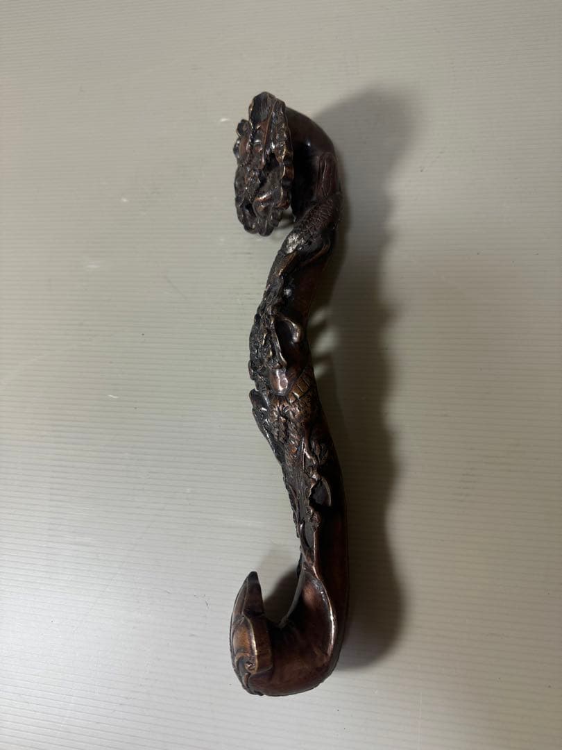 2140  銅製  龍文  如意   細工　置物　時代物