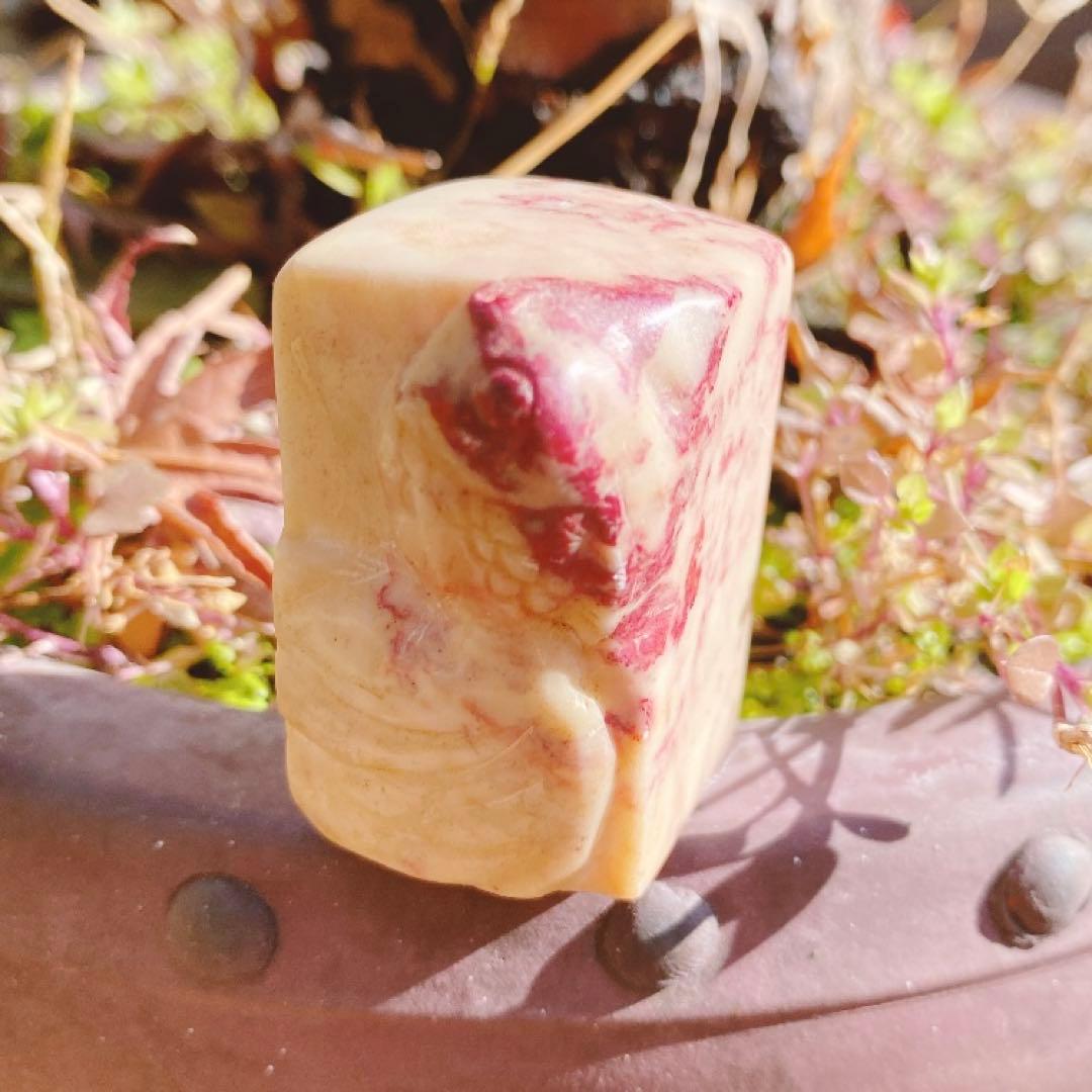 印材　鶏血石　昌化石　天然　金魚