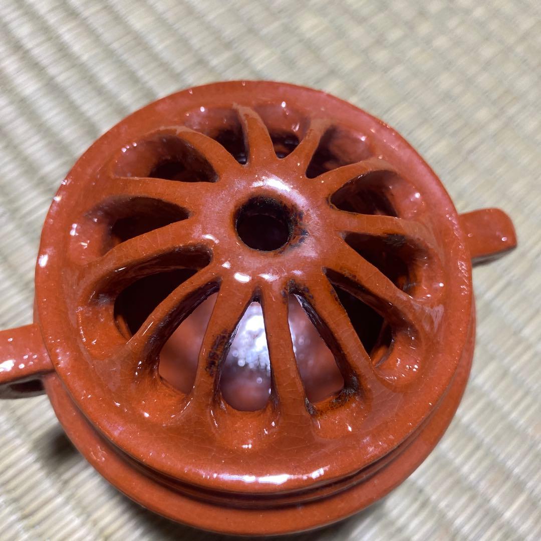 茶道具　楽焼　和楽　赤　三具足